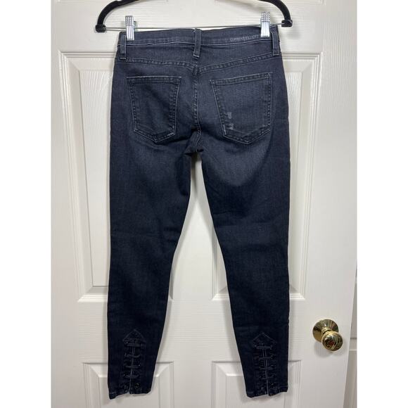 Current/Elliott Black Stiletto Slit Watchtower Eyelets Jean Womens 24 / 0 Grunge - Picture 4 of 12